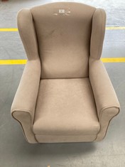 CREAM ARMCHAIR (DIRTY AND MISSING FRONT RIGHT LEG).