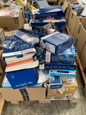 PALLET OF MISCELLANEOUS AUTOMOTIVE ITEMS INCLUDING BOSCH BRAKE SHOES .