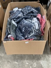 QUANTITY OF CLOTHES IN DIFFERENT SIZES AND MODELS INCLUDING MEN'S TANK TOP.