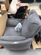 2 X ASSORTED CHAIRS INCLUDING GREY ARMCHAIR (BROKEN OR INCOMPLETE).