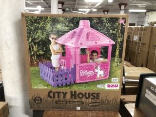DOLU TOY FACTORY CITY HOUSE INDOOR & OUTDOOR PLAY SET WITH FENCE