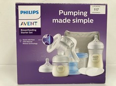 PHILIPS AVENT MANUAL BREAST PUMP STARTER SET: BPA-FREE BREAST PUMP WITH EASY ONE-HAND EXPRESSION AND MILK BOTTLE (MODEL SCF430/16) - LOCATION 18A.