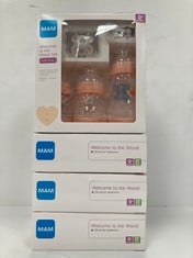 4 X MAM, NEWBORN SET, GIFT SET, INCLUDES: 2 X 160ML ANTI-COLIC BOTTLES, 1 X 260ML ANTI-COLIC BOTTLE, 1 X ORIGINAL START SOOTHER, 1 X SOOTHER CLIP, FROM 0 MONTHS, PINK - LOCATION 18A.