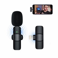 16 X WIRELESS LAVALIER MICROPHONE FOR IPHONE,PLUG PLAY CLIP ON SHIRT LAPEL MINI MIC FOR TIKTOK YOUTUBE FACEBOOK LIVE STREAMING VLOG VIDEO RECORDING,BLACK COLOUR - LOCATION 3A.