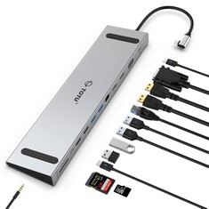 2 X TOTU 13 IN 1 USB C STATION WITH DUAL 4K HDMI, VGA, 82W PD, 4 USB, LAPTOP STAND FOR MACBOOK AND WINDOWS TRIPLE DISPLAY STAND WITH THUNDERBOLT 3 - LOCATION 11A.