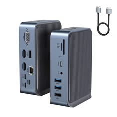 2 X USB C STATION 15 IN 2-2 * 4K HDMI, VGA FOR DUAL MONITOR, DUAL USB C PORT CABLE, PD 100W, AND 4* USB A, USB C 3.0, SD/TF, 3.5MM JACK, ETHERNET FOR MACBOOK M1, THUNDERBOLT 3 - 15A LOCATION.