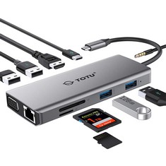 16 X USB C HUB, TYPE C HUB, 11 IN 1 TOTU ADAPTER WITH ETHERNET, 4K USB C TO HDMI, VGA, 2 USB3.0 2 USB2.0, MICRO SD/TF CARD READER, MICROPHONE/AUDIO, USB-C PD 3.0 - 15A LOCATION.