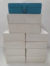 11 X SMALL JEWELLERY BOXES FOR RINGS AND EARRINGS BLUE AND BEIGE - LOCATION 35A.