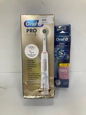 2 X ORAL-B PRO SERIES 3 ELECTRIC TOOTHBRUSH AND 8 ORAL-B PRO REFILLS - LOCATION 48A.