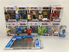 12 X MARVEL FUNKO POP INCLUDING 5 PACK PROTECTIVE BOX FOR FUNKO POP - LOCATION 20A.