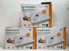 3 X MEDISANA HU 665 UNDERBED HEATING, 150 X 80 CM, AUTOMATIC SWITCH-OFF, OVERHEATING PROTECTION, 3 TEMPERATURE SETTINGS, WASHABLE, SUITABLE FOR ALL STANDARD MATTRESSES - LOCATION 33B.