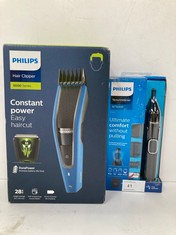 2 X PHILIPS ELECTRIC HAIR CLIPPERS AND PHILIPS ELECTRIC RAZOR FOR EYEBROWS NOSE EARS AND BEARD - LOCATION 33A.