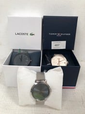 3 X WATCHES VARIOUS BRANDS INCLUDING LACOSTE MODEL LC.158.1.22.3260 - LOCATION 2B.