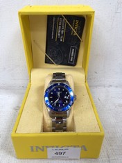 INVICTA PRO DIVER QUARTZ WATCH FOR MEN IN STAINLESS STEEL, BLUE / SILVER, 37 MM - LOCATION 2B.