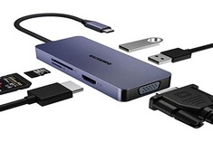 24 X OBERSTER HUB USB C, 6 IN 1 USB C ADAPTER HDMI VGA DUAL MONITOR USB C WITH 4K HDMI, VGA, USB A, USB 2.0, SD CARD READER/TF MULTIPORT USB C DOCK FOR MACBOOK PRO/AIR, DELL/HP/LENOVO (HB101) - LOCAT