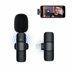 15 X WIRELESS LAVALIER MICROPHONE FOR IPHONE,PLUG PLAY CLIP ON SHIRT LAPEL MINI MIC FOR TIKTOK YOUTUBE FACEBOOK LIVE STREAMING VLOG VIDEO RECORDING,COLOUR BLACK - LOCATION 38C.