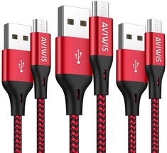 33 X AVIWIS MICRO USB CABLE [3 PCS 2M] NYLON MICRO USB FAST CHARGE HIGH SPEED ANDROID MOBILE PHONE CHARGING CABLE COMPATIBLE FOR SAMSUNG GALAXY S7/ S6/ J7/ NOTE 5, HUAWEI, WIKO, NEXUS, - LOCATION 30C
