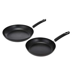 2 X SET OF 2 NON-STICK FRYING PANS WITH HARD ANODISED COATING, 24 CM AND 28 CM, BLACK - LOCATION 50C.