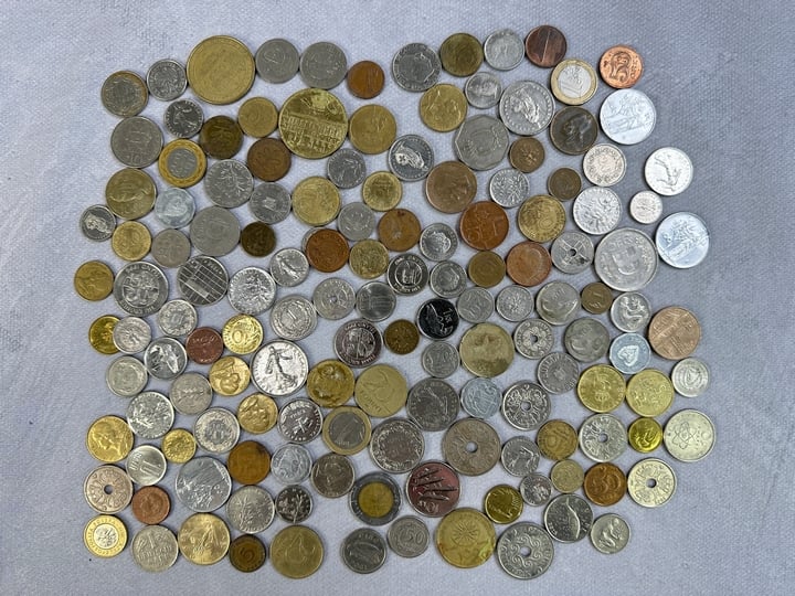 Selection Of European Currency, Including Coin(s) from Spain, Germany, Netherlands, Poland, Czech Republic, Greece, Sweden, Belgium, Swiz Franc, Malta, French Francs, Hungary Florin, Monaco Token, Cr