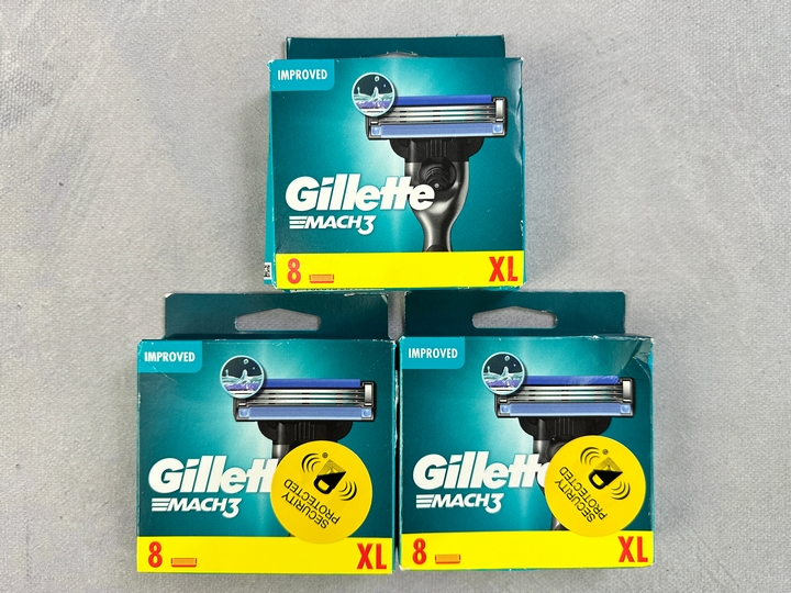 Gillette Mach3 Razor Blades, 3x 8 Packs (18+ ID REQUIRED)(VAT ONLY PAYABLE ON BUYERS PREMIUM) (MPSS03057262/3)