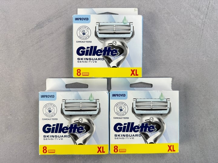 Gillette Skinguard Sensitive Razor Blades, 3x 8 Packs (18+ ID REQUIRED)(VAT ONLY PAYABLE ON BUYERS PREMIUM) (MPSS03057262/3)