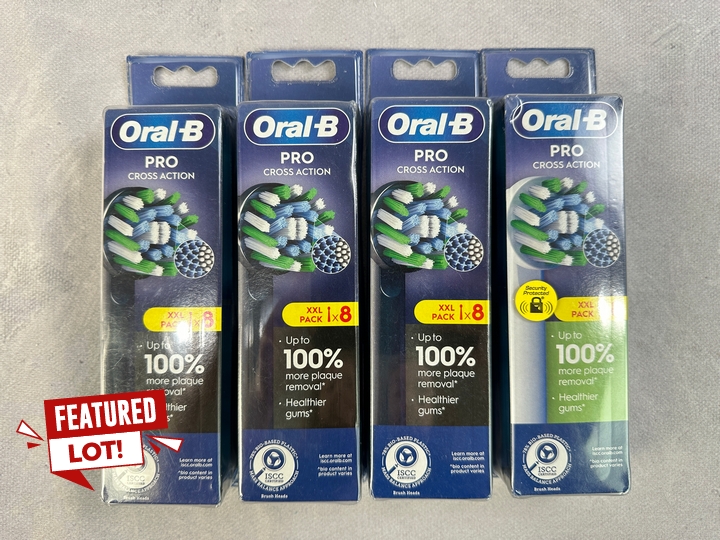 Oral-B Pro Cross Action Replacement Heads, 4x 8 Packs (VAT ONLY PAYABLE ON BUYERS PREMIUM) (MPSS03057262/3)