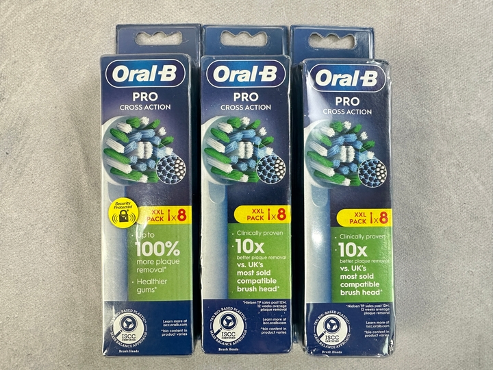 Oral-B Pro Cross Action Replacement Heads, 3x 8 Packs (VAT ONLY PAYABLE ON BUYERS PREMIUM) (MPSS03057262/3)