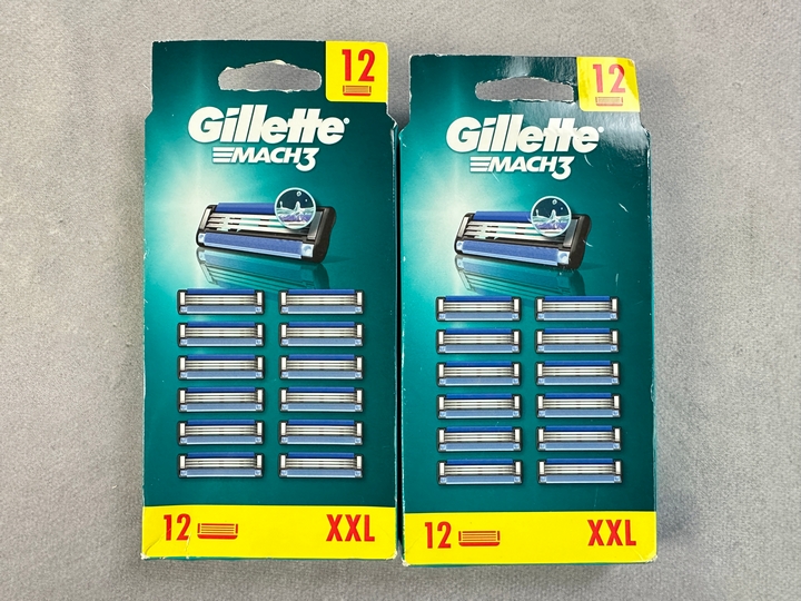 Gillette Mach3 Razor Blades, 2x 12 Packs (18+ ID REQUIRED)(VAT ONLY PAYABLE ON BUYERS PREMIUM) (MPSS03057262/3)