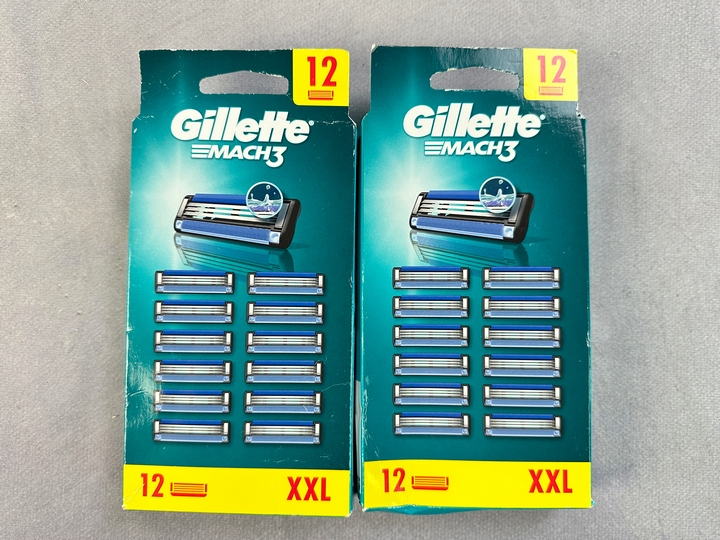 Gillette Mach3 Razor Blades, 2x 12 Packs (18+ ID REQUIRED)(VAT ONLY PAYABLE ON BUYERS PREMIUM) (MPSS03057262/3)