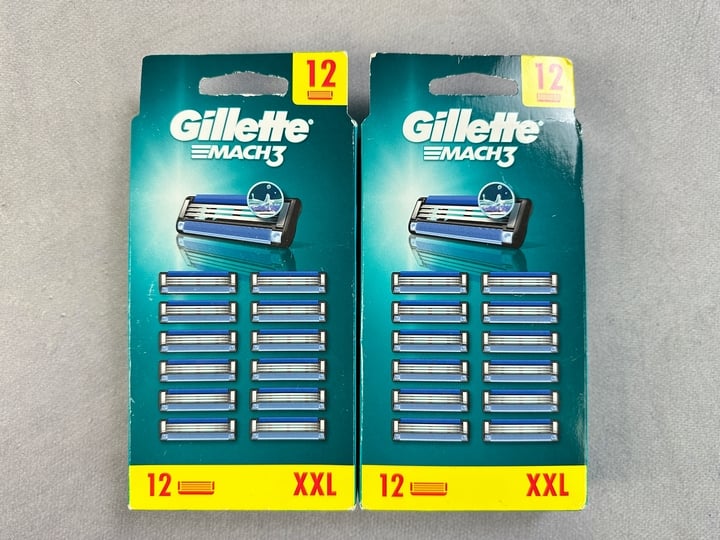 Gillette Mach3 Razor Blades, 2x 12 Packs (18+ ID REQUIRED)(VAT ONLY PAYABLE ON BUYERS PREMIUM) (MPSS03057262/3)