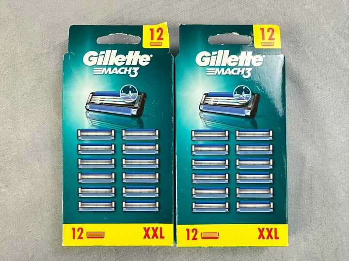 Gillette Mach3 Razor Blades, 2x 12 Packs (18+ ID REQUIRED)(VAT ONLY PAYABLE ON BUYERS PREMIUM) (MPSS03057262/3)