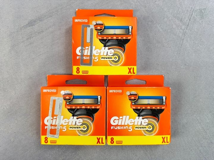 Gillette Fusion5 Power Razor Blades, 3x 8 Packs (18+ ID REQUIRED)(VAT ONLY PAYABLE ON BUYERS PREMIUM) (MPSS03057262/3)