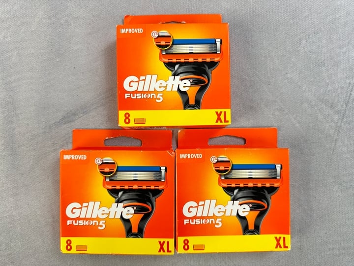 Gillette Fusion5 Razor Blades, 3x 8 Packs (18+ ID REQUIRED)(VAT ONLY PAYABLE ON BUYERS PREMIUM) (MPSS03057262/3)