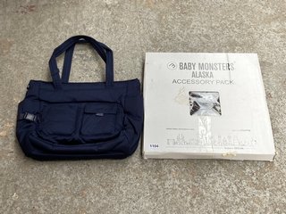 BABY MONSTERS ALASKA ACCESSORY SET TO INCLUDE LARGE TRAVEL BAG IN NAVY: LOCATION - E7