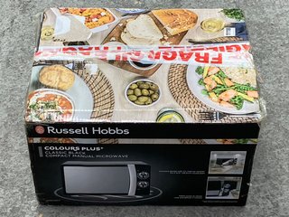 RUSSELL HOBBS 17L 700W COLOURS PLUS CLASSIC COMPACT MANUAL MICROWAVE IN BLACK - MODEL: RHMM701B-N: LOCATION - E6