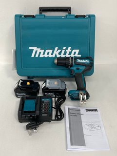 MAKITA BRUSHLESS CORDLESS COMBI DRILL TO INCLUDE 2 X BATTERY PACKS AND BATTERY CHARGER MODEL: DHP485F001 - RRP £175: LOCATION - FRONT BOOTH