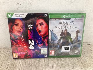 XBOX SERIES X ASSASSINS CREED VALHALLA 18+ TO INCLUDE XBOX SERIES X 2K24 WWE GAME DELUXE EDITION (PLEASE NOTE: 18+YEARS ONLY. ID MAY BE REQUIRED): LOCATION - J9