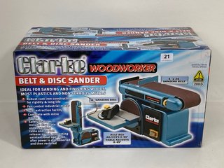 CLARKE WOODWORKER BELT AND DISC SANDER MODEL: CS4-6E - RRP £143: LOCATION - FRONT BOOTH