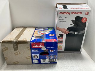 3 X OF HOUSEHOLD ITEMS TO INCLUDE MORPHY RICHARDS 42 LITRE SENSOR BIN IN BLACK: LOCATION - J12