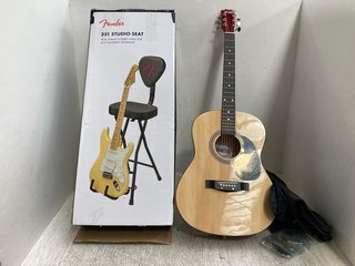 FENDER 351 STUDIO SEAT TO INCLUDE MARRON AND WOOD TYPE GUITAR: LOCATION - J14