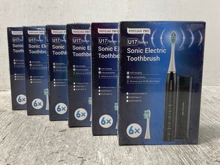 6 X PHYLIAN PRO U17 SERIES SONIC ELECTRIC TOOTHBRUSHES: LOCATION - I9