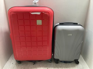 MEDIUM SIZE RED SUITCASE TO INCLUDE SMALL GREY SUITCASE HARDSHELL: LOCATION - J3