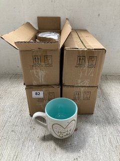 4 X BOXES OF MUGS TO INCLUDE ' HEART OF GOLD ' MUGS: LOCATION - J4