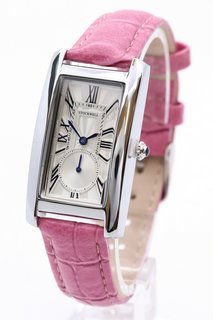 LADIES STOCKWELL WATCH. FEATURING A SILVER COLOURED TEXTURED DIAL WITH SUB DIAL MINUTE HAND. GOLD COLOURED CASE. PINK LEATHER STRAP: LOCATION - E5