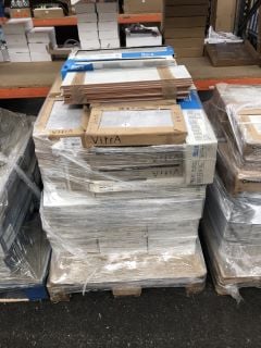 PALLET OF ASSORTED PORCELAIN & CERAMIC FLOOR & WALL TILES TO INCLUDE VITRA 400 X 250MM SMOKE ICE GREY WALL TILES: LOCATION - B1 (KERBSIDE PALLET DELIVERY)