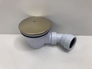 90MM FAST FLOW SHOWER TRAP IN BRUSHED BRASS WITH OUTLET ELBOW - RRP £90: LOCATION - R1