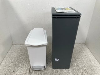 EKO 30 LITRE MORANDI TOUCH BIN IN GREY TO ALSO INCLUDE SIMPLE HUMAN SMALL PEDAL BIN IN WHITE: LOCATION - WA6