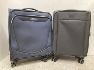 2 X JOHN LEWIS & PARTNERS WHEELED SUITCASES IN BLACK AND NAVY - 36L CAPACITY: LOCATION - D 3