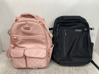 ITZY RITZY BABY CHANGING BAG IN PINK TO ALSO INCLUDE SAMSONITE BACKPACK IN BLACK: LOCATION - WA6