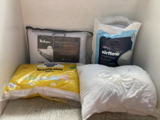 4 X ASSORTED BEDDING ITEMS TO INCLUDE SILENTNIGHT BREATHABLE PILLOW: LOCATION - D 8